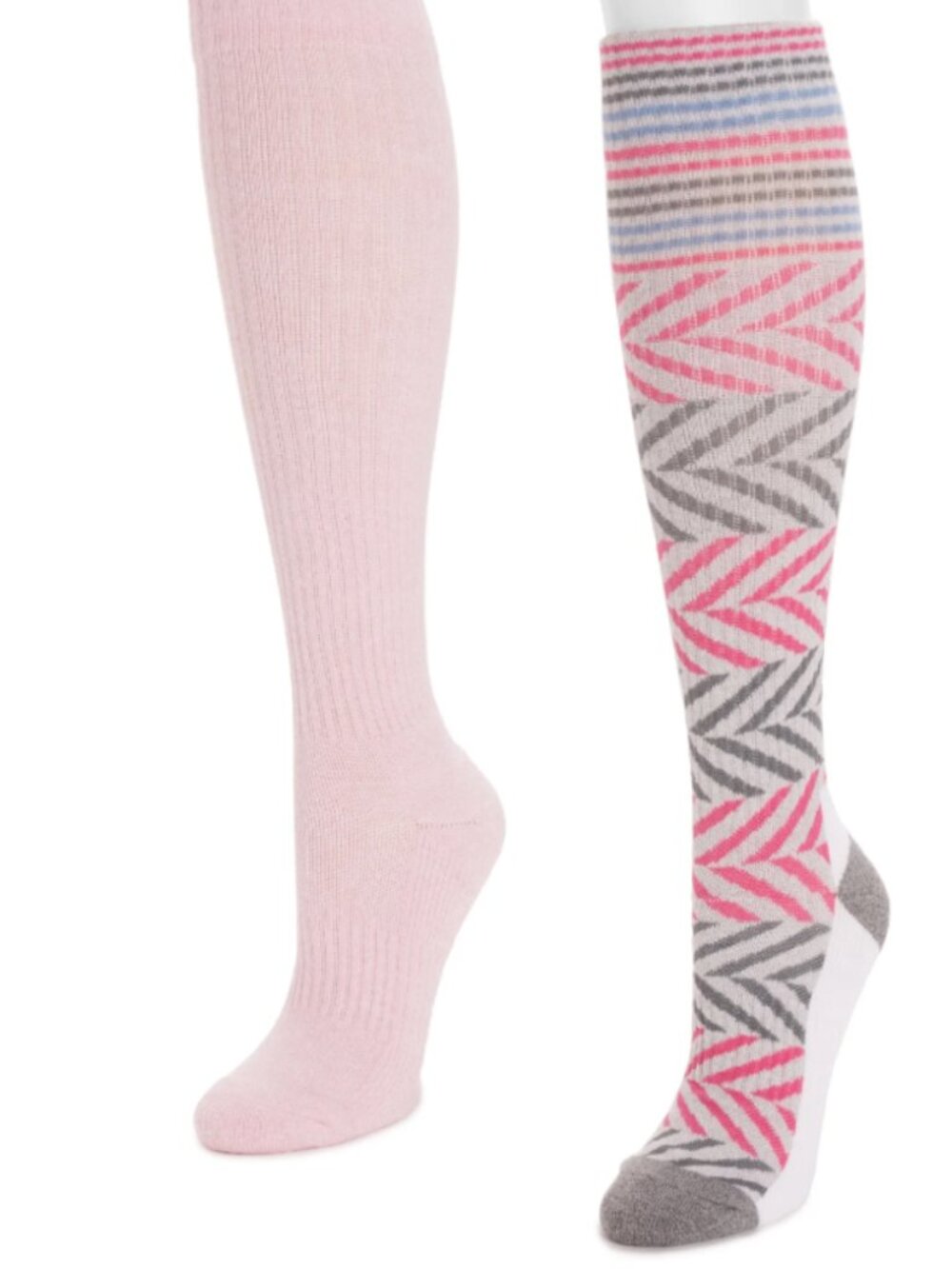 MUK LUKS Regular Width Compression Cotton Knee-High Socks 2-Pack Womens 6-10
